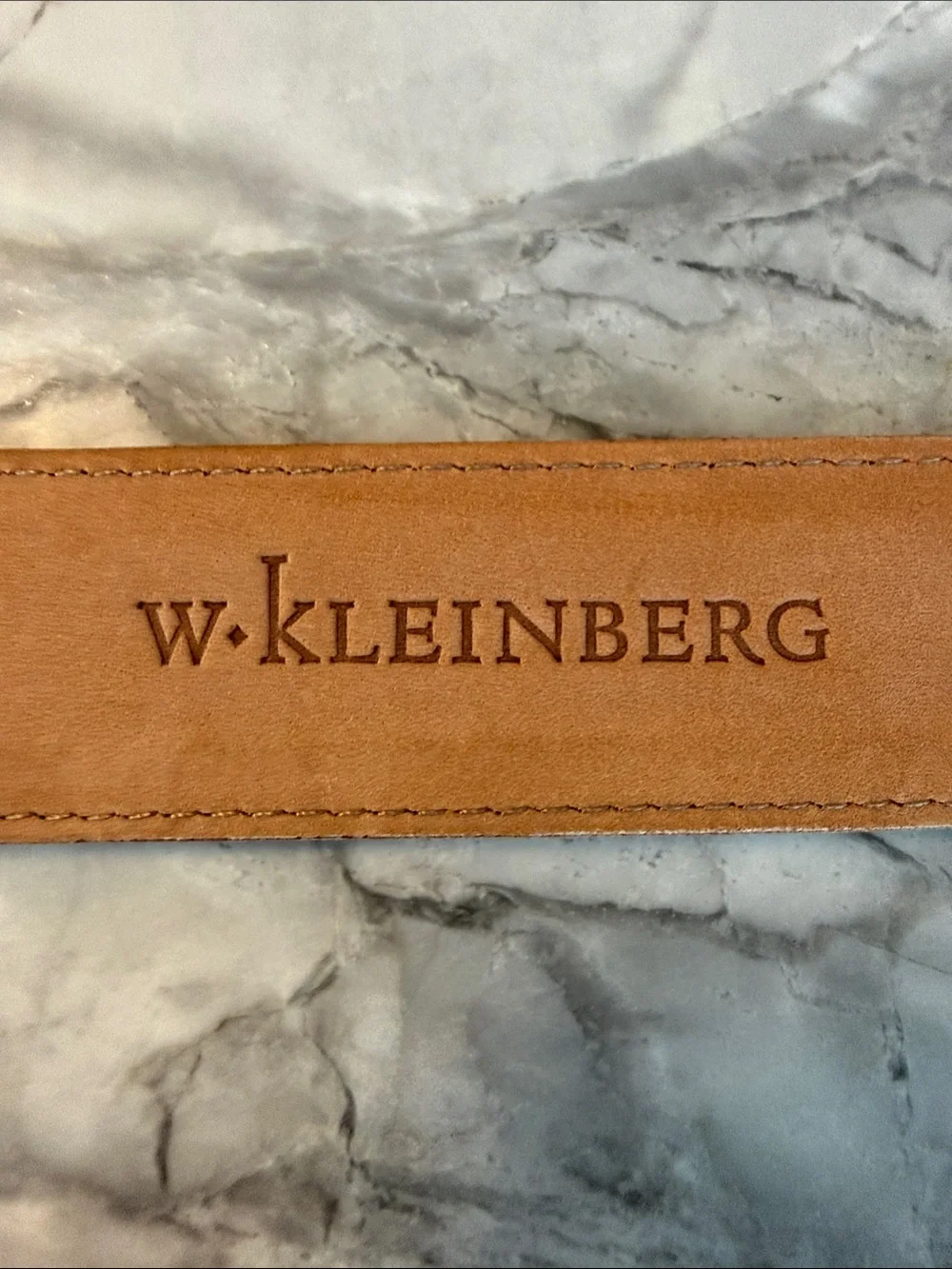 W. Kleinberg White Pebbled Leather Belt with Silver Buckle